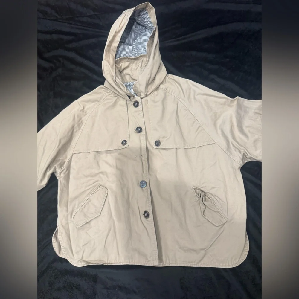 Women's Tan Hooded Raincoat